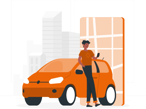 Persona rastreando su vehiculo con GPS desde el celular